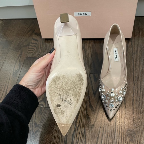 Miu Miu patent crystal cream shoe size 36 - Picture 3 of 5